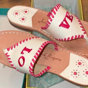 Jack Rogers Women's White and Red Valentine LOVE Sandals